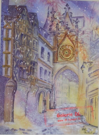 Tour de l'horloge sous la neige